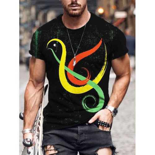Men's Rasta Bird Print Short Sleeve T Shirt