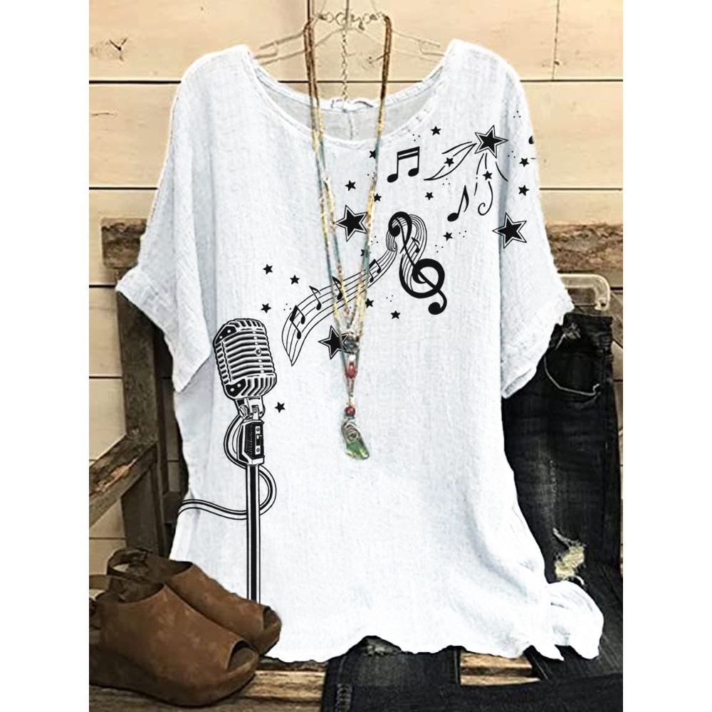 Microphone And Music Notes Art Woven Tunic