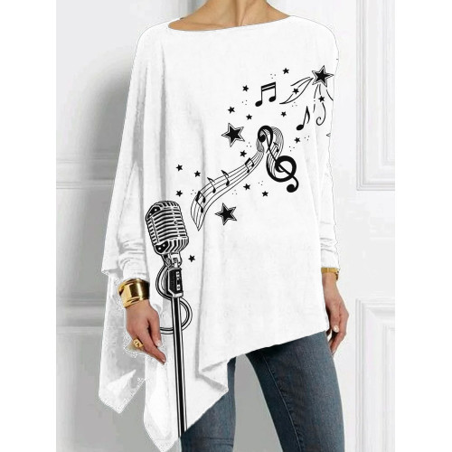 Microphone And Music Notes Bat Sleeve T Shirt