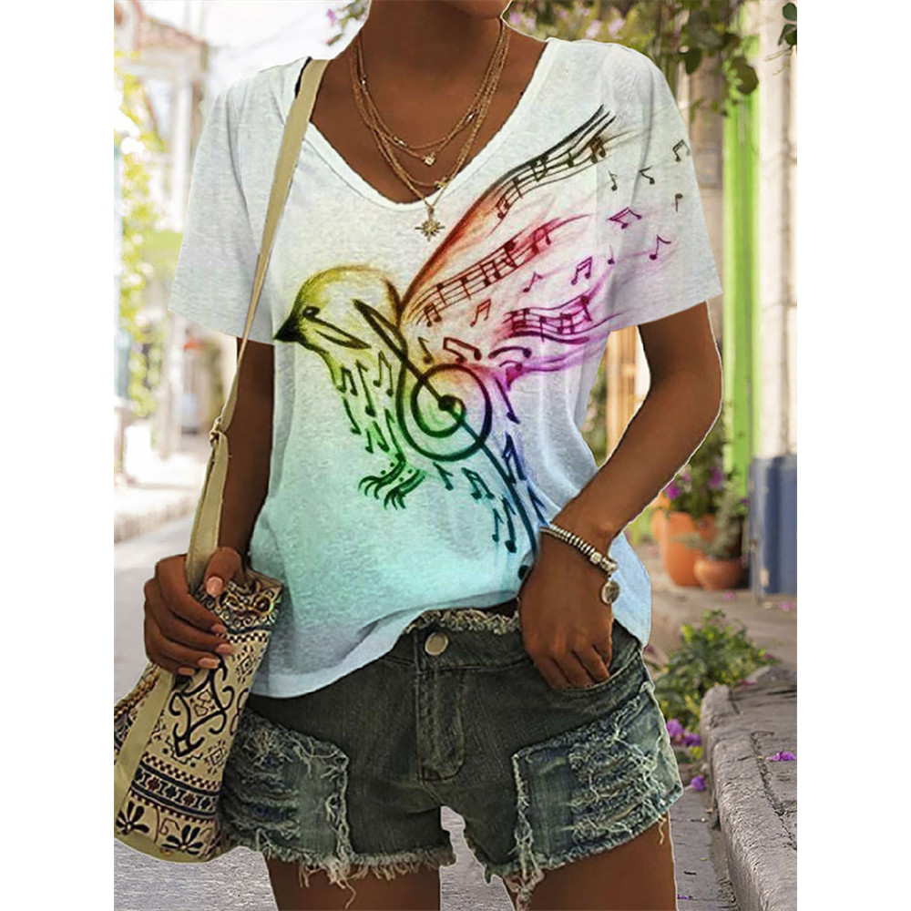 Music Animal Bird Art Abstract Print T Shirt