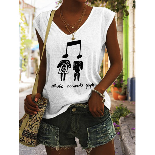 Music Connects People Art Print V-Neck Tank Top
