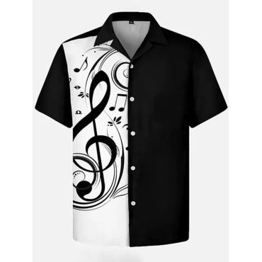 Music Elements Fashion Print Beach Short-sleeved Top