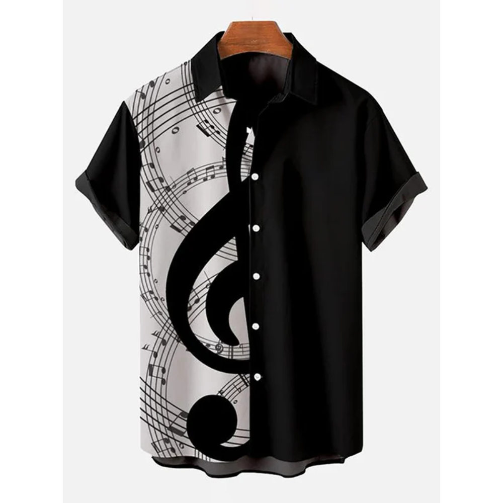 Music Elements Fashion Print Beach Short-sleeved Top