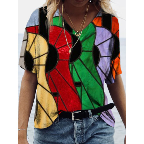 Music Guitar Abstract Art Print V-Neck T-Shirt
