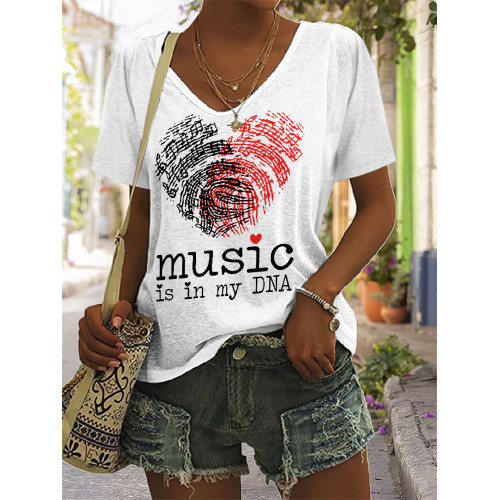 Music Is In My DNA Notes Fingerprint Heart T Shirt