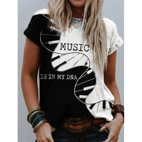 Music Is In My DNA Piano Twist Contrast T Shirt