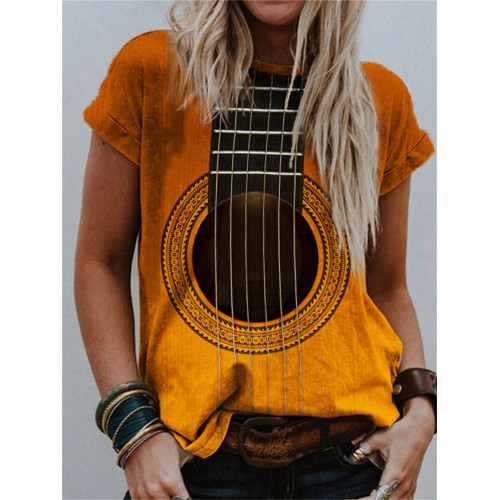 Music Lover Guitar Inspired Crew Neck T Shirt