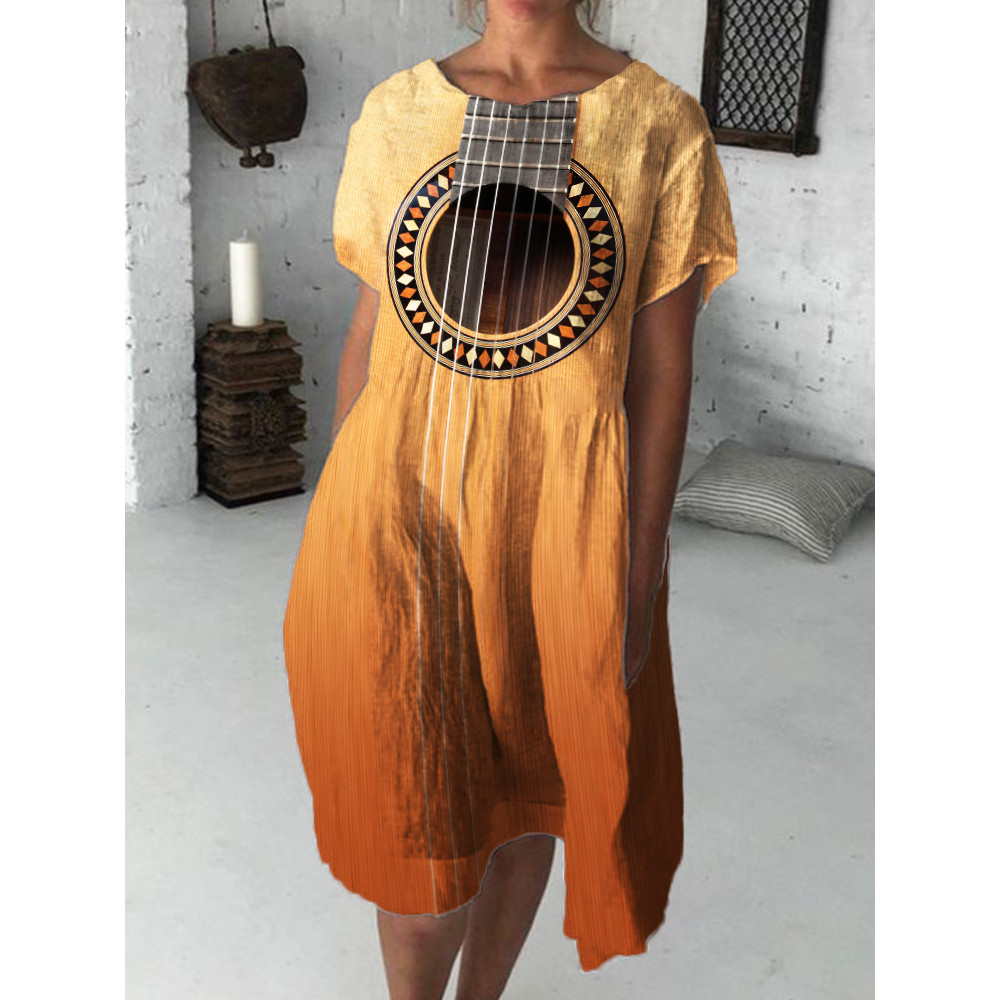 Music Lover Guitar Inspired Gradient Midi Dress