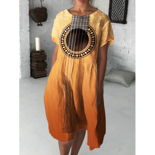 Music Lover Guitar Inspired Gradient Midi Dress