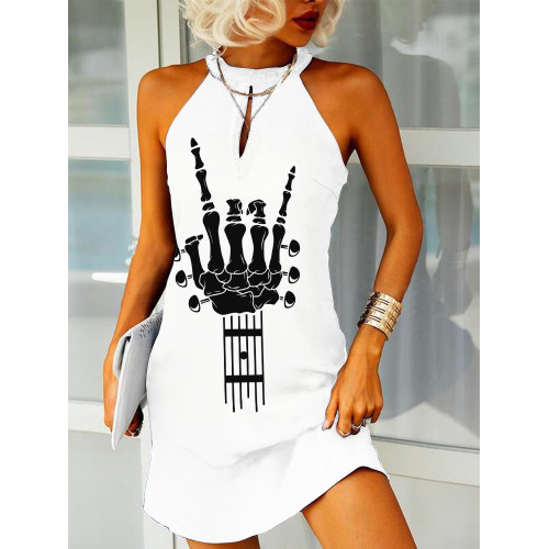 Music Lover Hand Bone Guitar Inspired Slim Fit Mini Dress