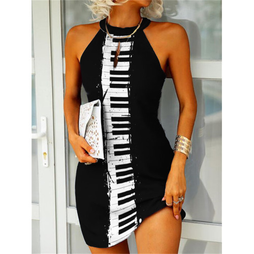 Music Lover Piano Keys Inspired Slim Fit Mini Dress