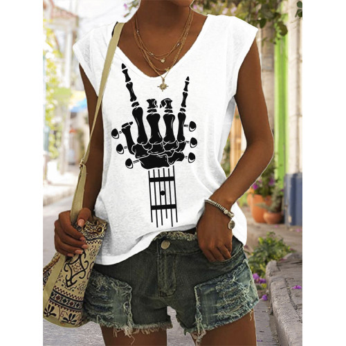 Music Lover Skeleton Hand Guitar Inspired Tank Top