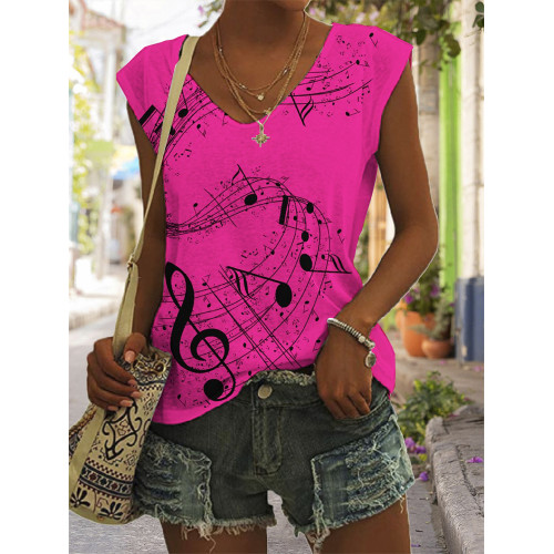 Music Lover Treble Clef Inspired V Neck Tank Top
