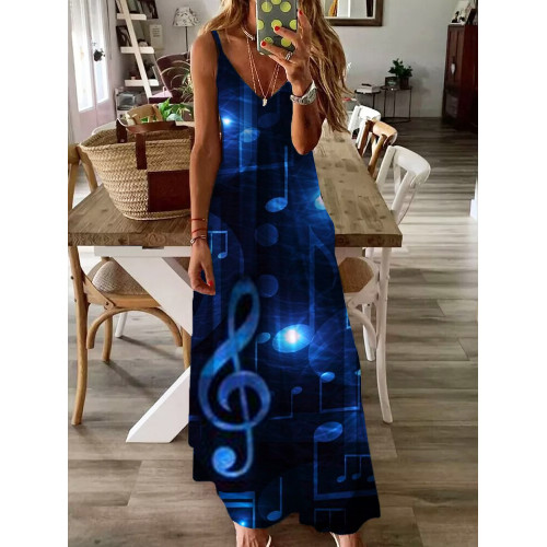 Music Neon Print Artistic Sling Dress