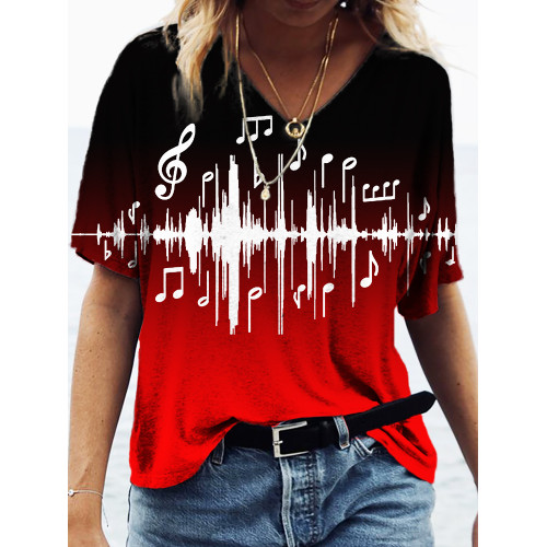 Music Note Art Print V-neck T-shirt