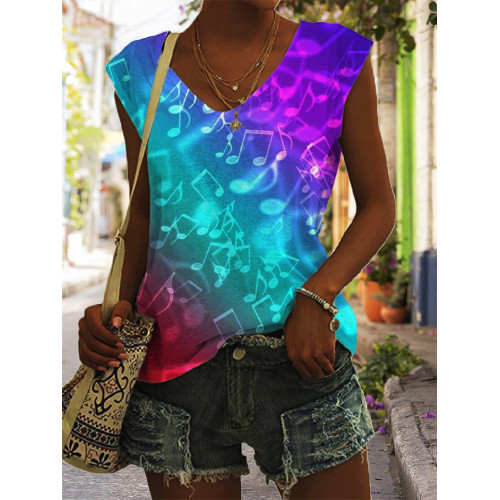 Music Note Glitter Ombre Art Print Tank Top
