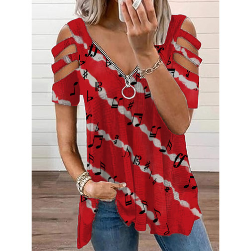 Music Note Striped Art Print T-Shirt