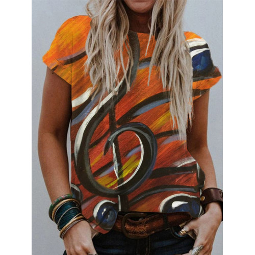 Music Notes Art Short Sleeve Casual T Shirt
