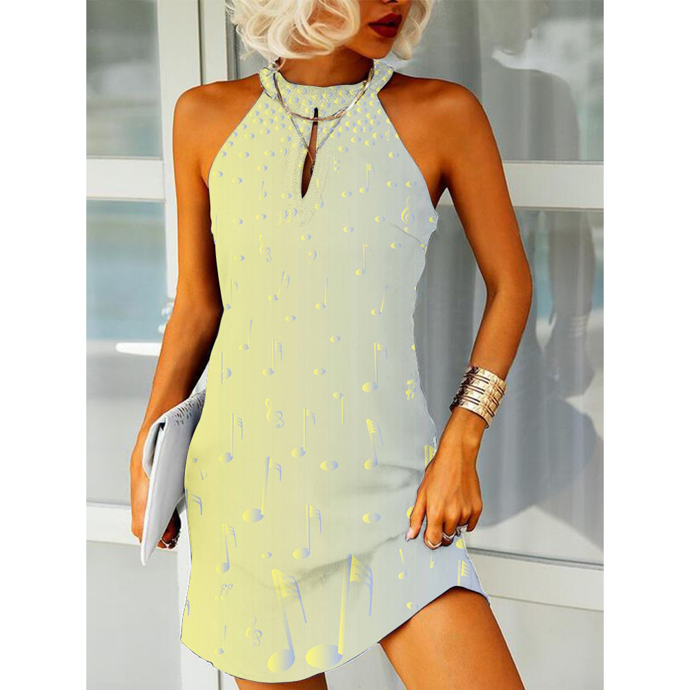 Music Notes Gradient Art Mini Dress