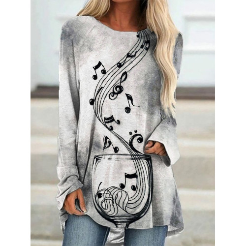 Music Notes In Wine Glass A Line T Shirt