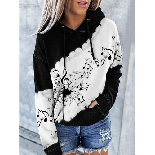 Music Notes Inspired Dandelion Tie Dye Hoodie