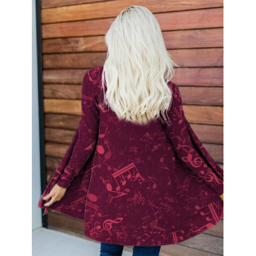 Music Notes Inspired Long Sleeve Flowy Cardigan