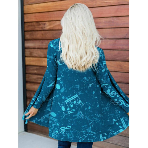 Music Notes Inspired Long Sleeve Flowy Cardigan