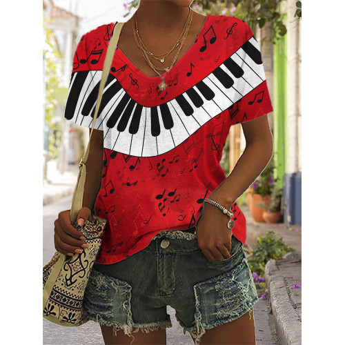 Music Notes Piano Keys Art T Shirt