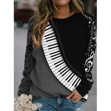 Music Notes Piano Keys Contrast Color Sweatshirt