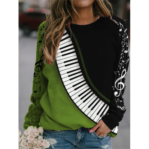 Music Notes Piano Keys Contrast Color Sweatshirt