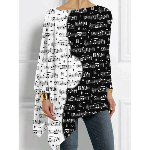 Music Notes Violin Silhouette Art Contrast Bat Sleeve T Shirt