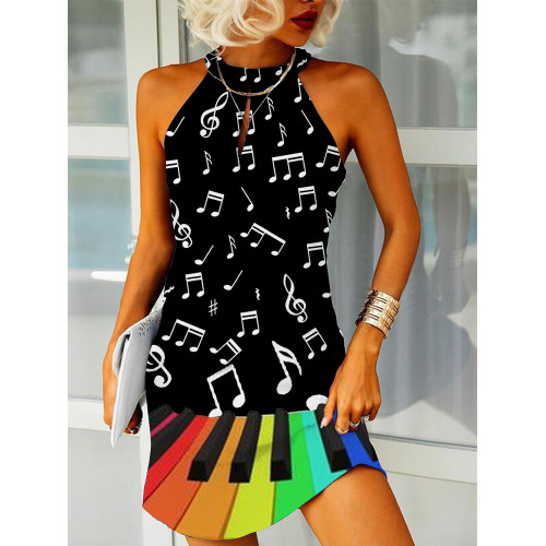 Music Piano Key Colorful Art Print Mini Dress