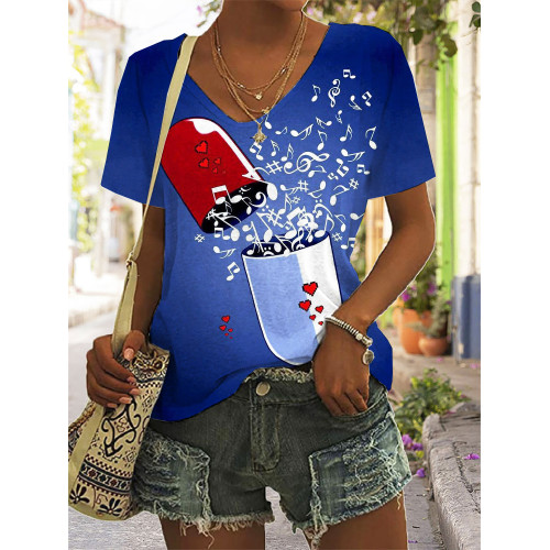 Music Pill Music Lover Essential V Neck T Shirt