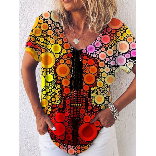 Music Pop Art Colorful Print V-Neck T-Shirt