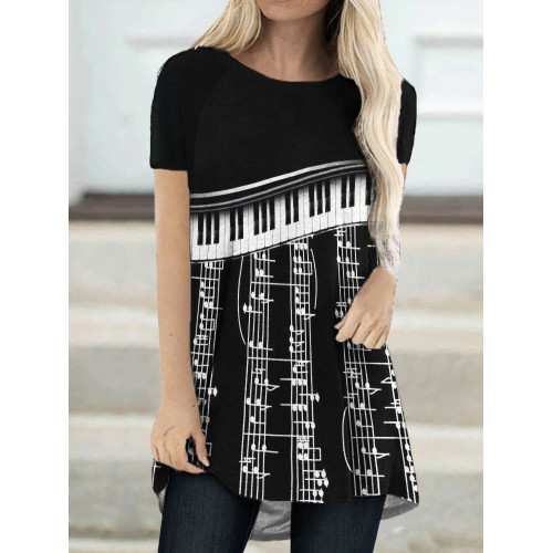 Music Sheet Piano Contrast A Line T Shirt