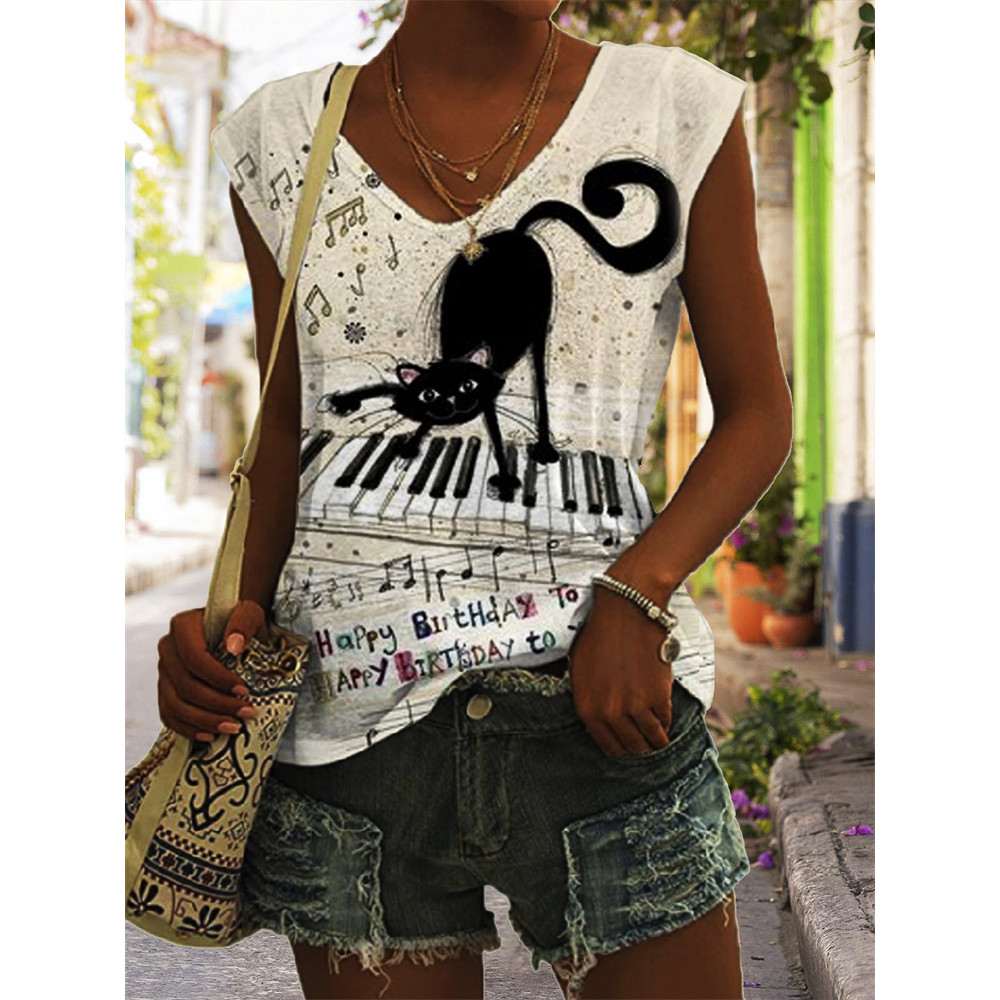 Musical Animal Cat Tank Top