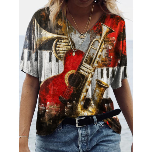 Musical Instruments Art V Neck T Shirt