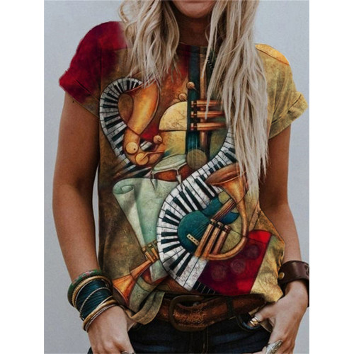 Musical Instruments Colorblock Art T Shirt
