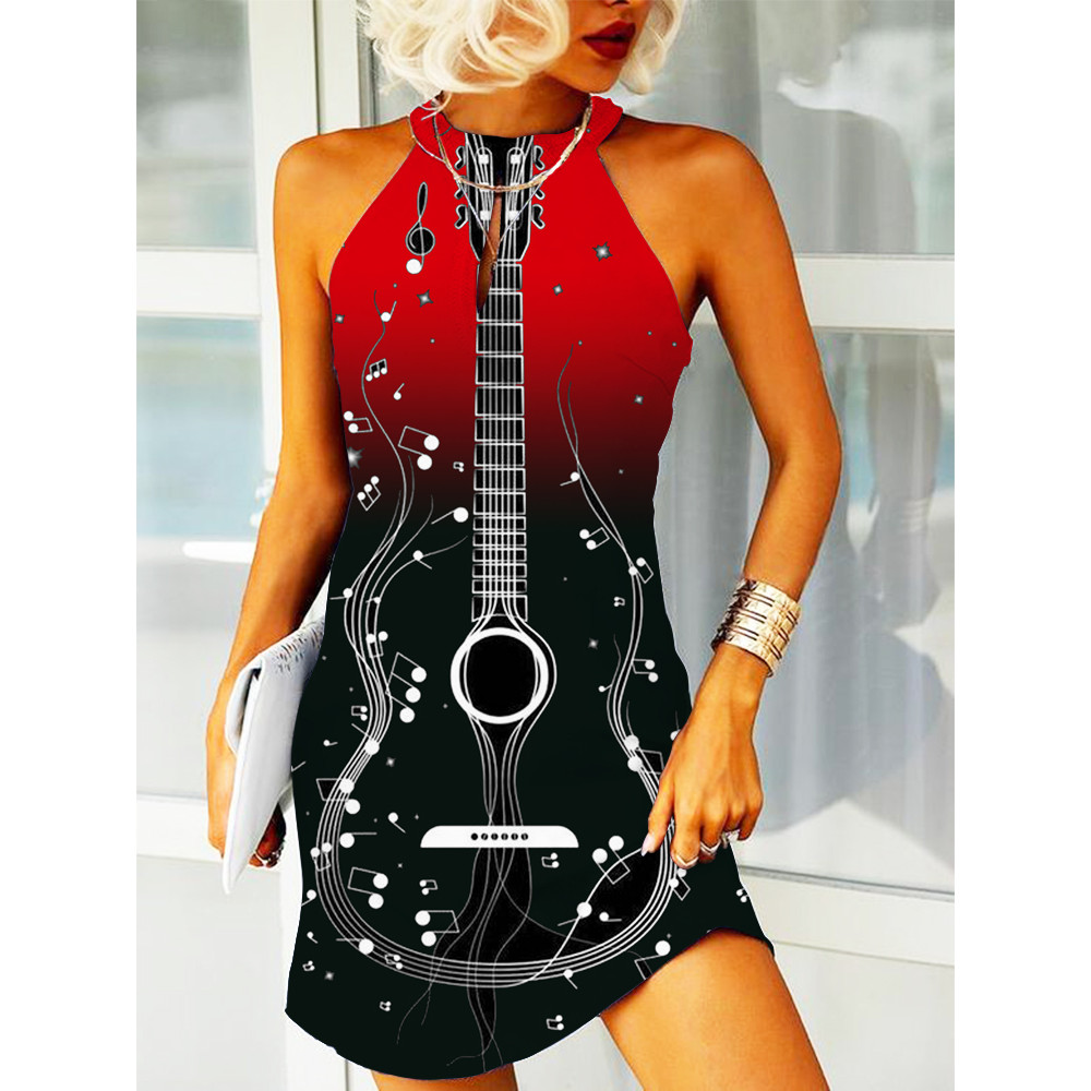 Musical Note Violin Art Gradient Fitted Mini Dress