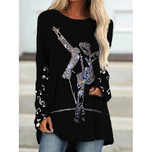 Musical Notes Glitter Art A Line T Shirt