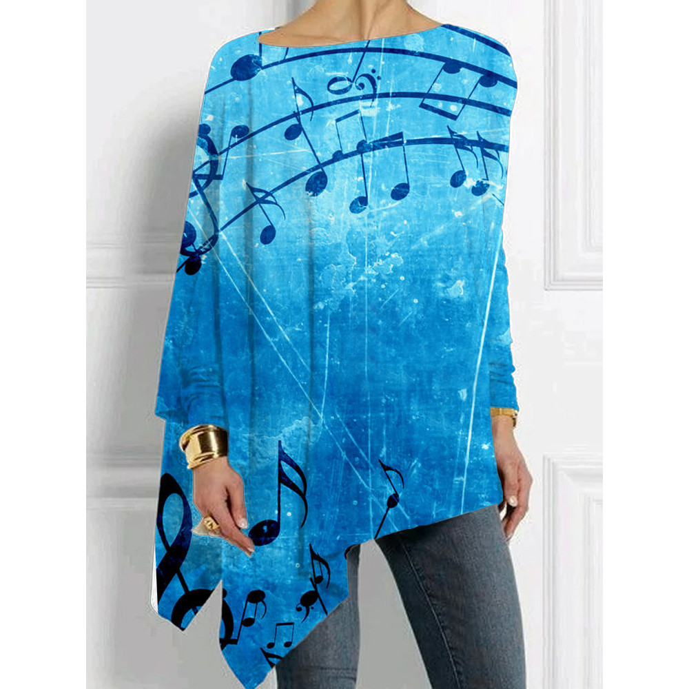 Musical Notes Inspired Bat Sleeve T Shirt