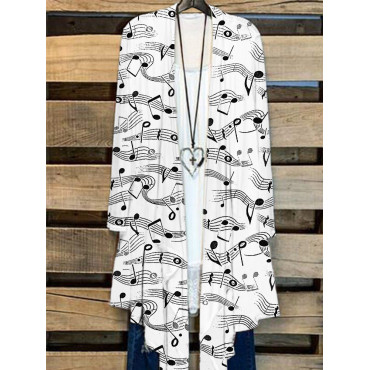 Musical Notes Inspired Long Sleeve Flowy Cardigan