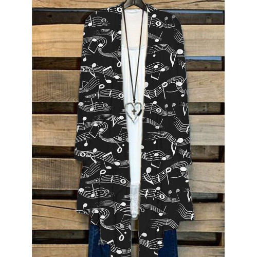 Musical Notes Inspired Long Sleeve Flowy Cardigan