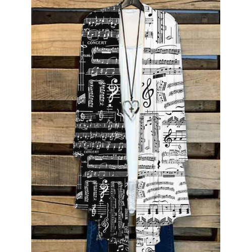 Musical Notes Inspired Long Sleeve Flowy Cardigan