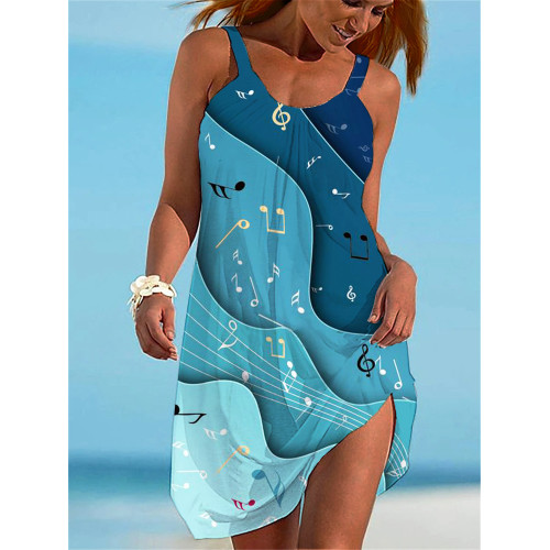 Musical Notes Inspired V Neck Cami Mini Dress