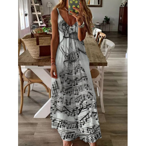 Musical Woman Playing The Violin Print Art Cami Maxi Dress