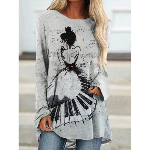 Piano Inspired Lady Music Sheet A Line T Shirt