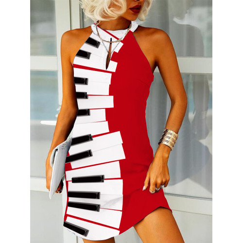 Piano Key Art Slim Fit Mini Dress
