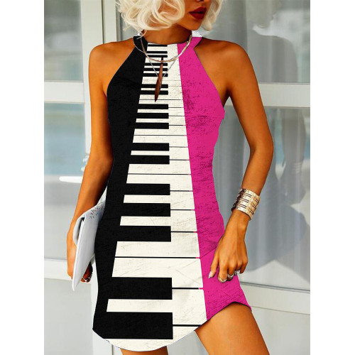 Piano Keys Art Slim Fit Mini Dress