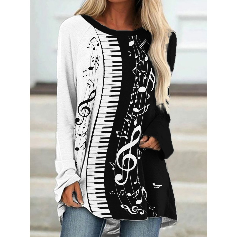 Piano Keys Music Notes Contrast A Line T Shirt